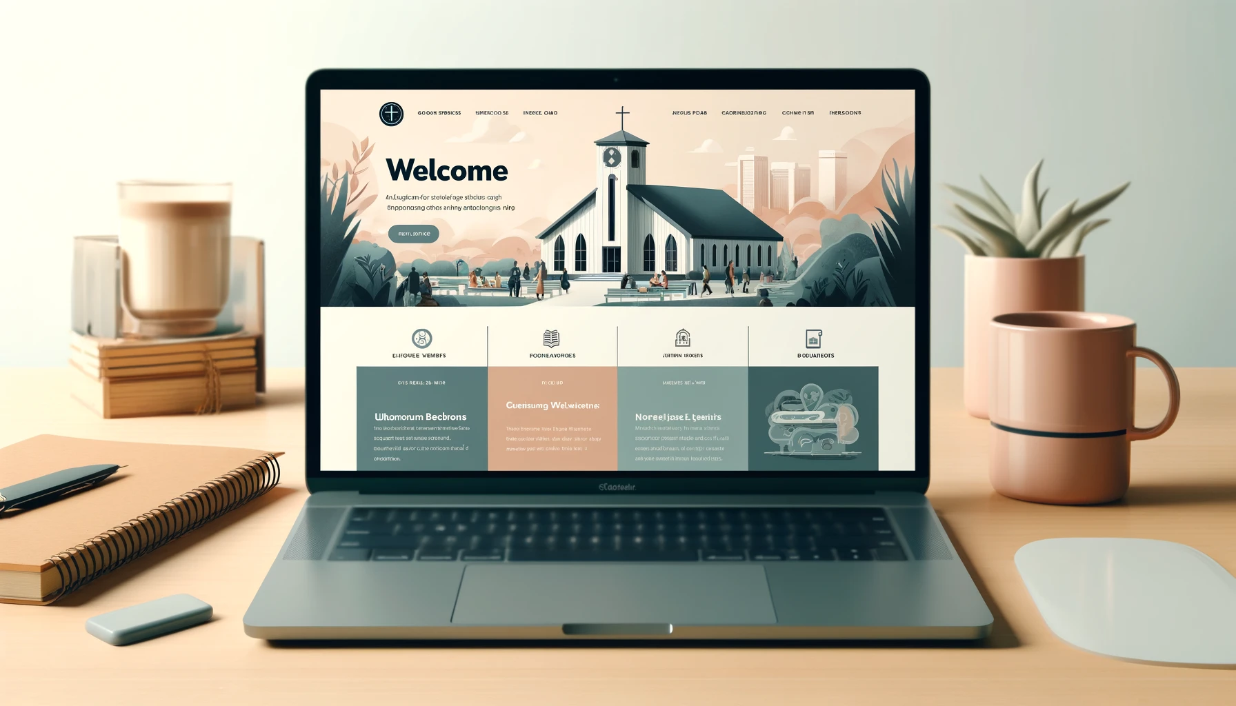 Church near me website on laptop